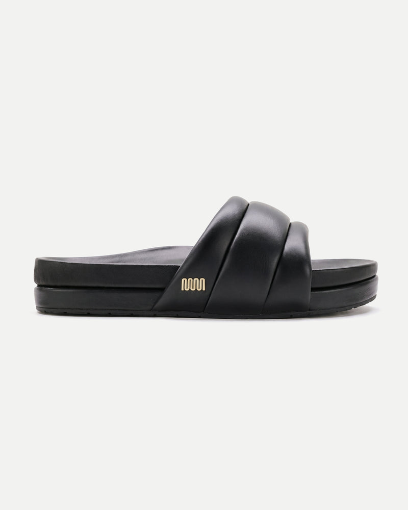 The Softie Slide - Midnight Black Napa Leather