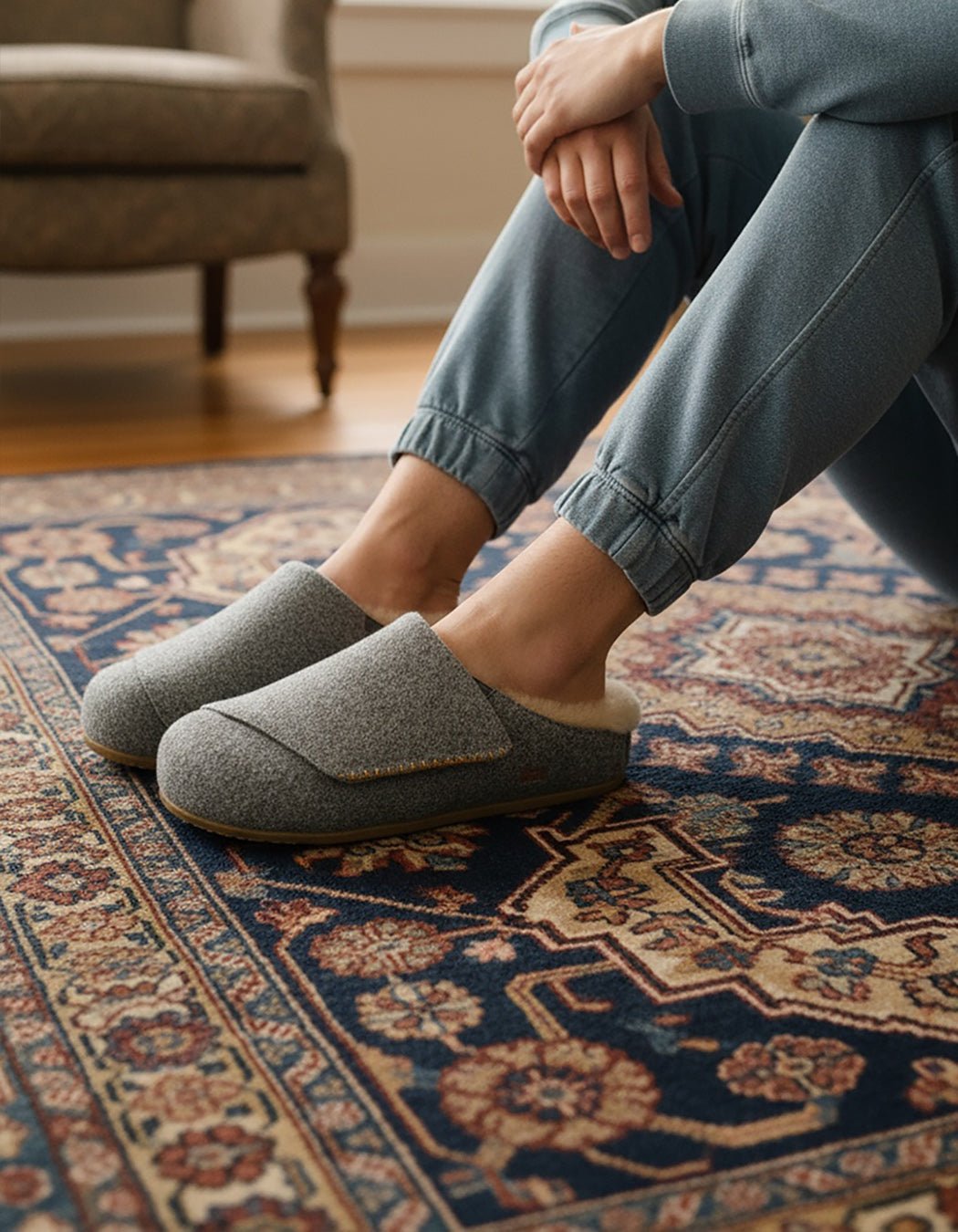 The Ollie Mule - Grey Wool with Shearling – Commbi ®