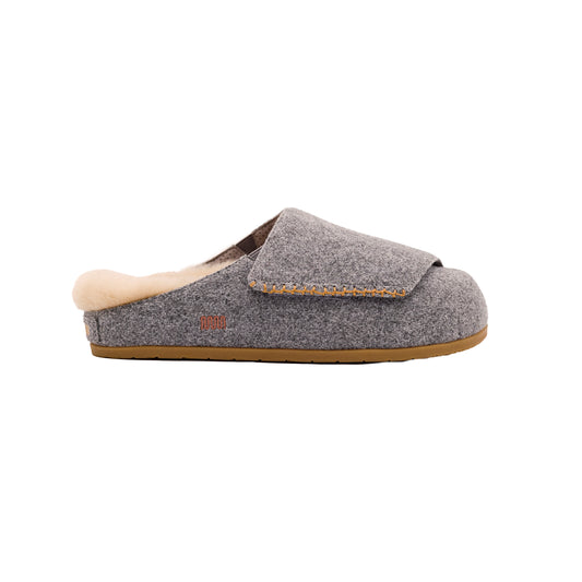The Ollie Mule - Grey Wool with Shearling