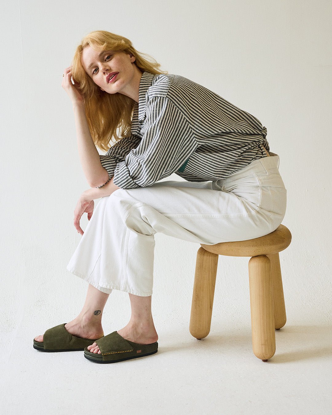 The Ollie Slide - Army Green Suede