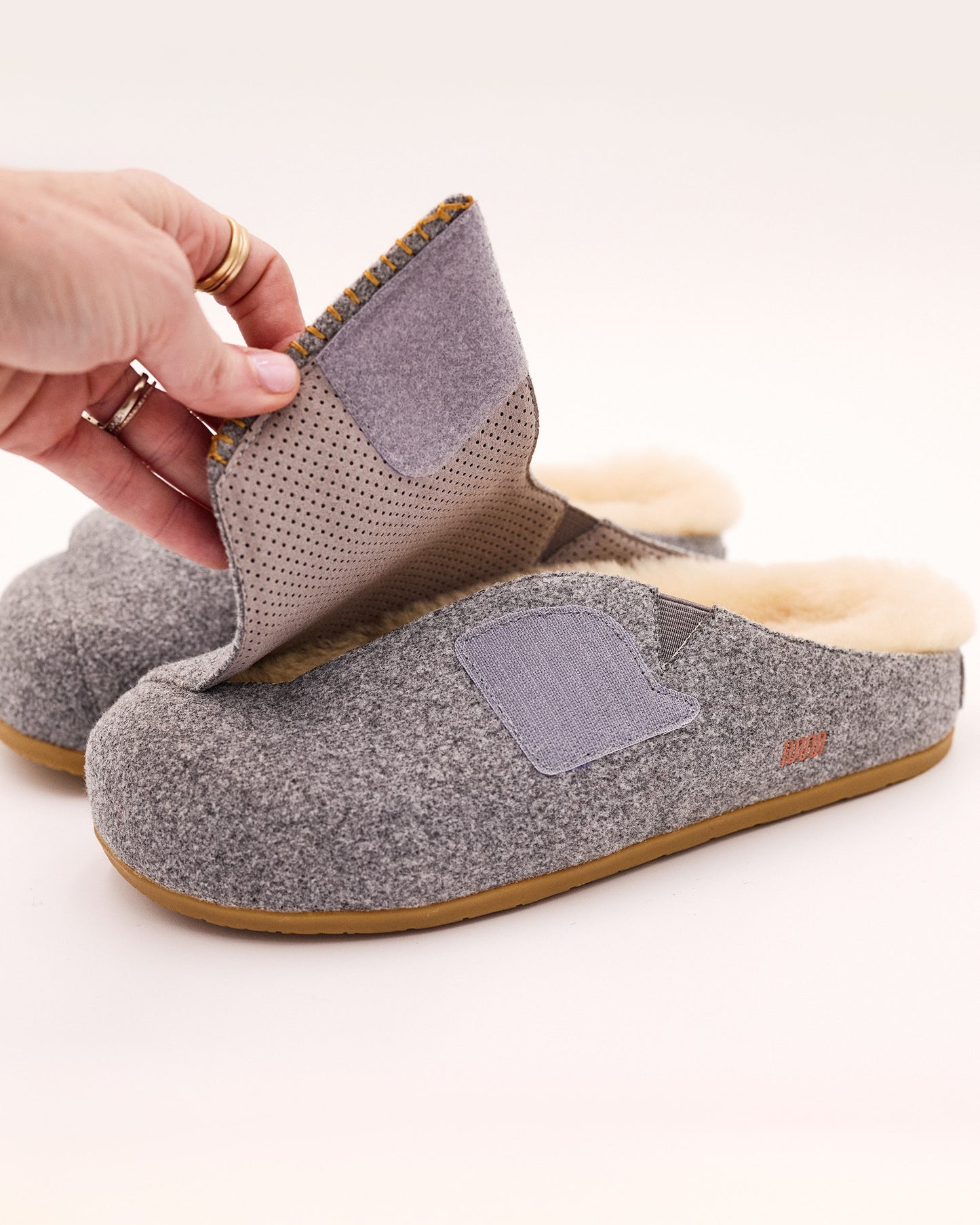 The Ollie Mule - Grey Wool with Shearling