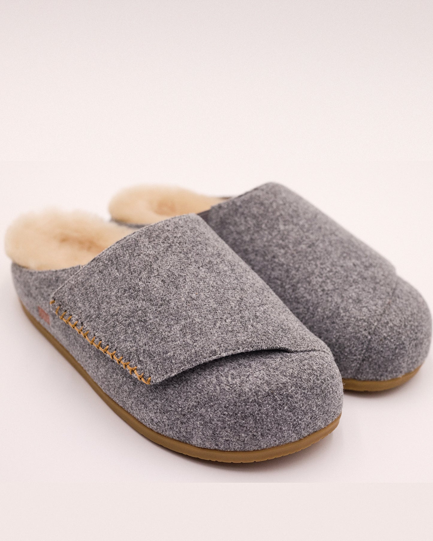 The Ollie Mule - Grey Wool with Shearling