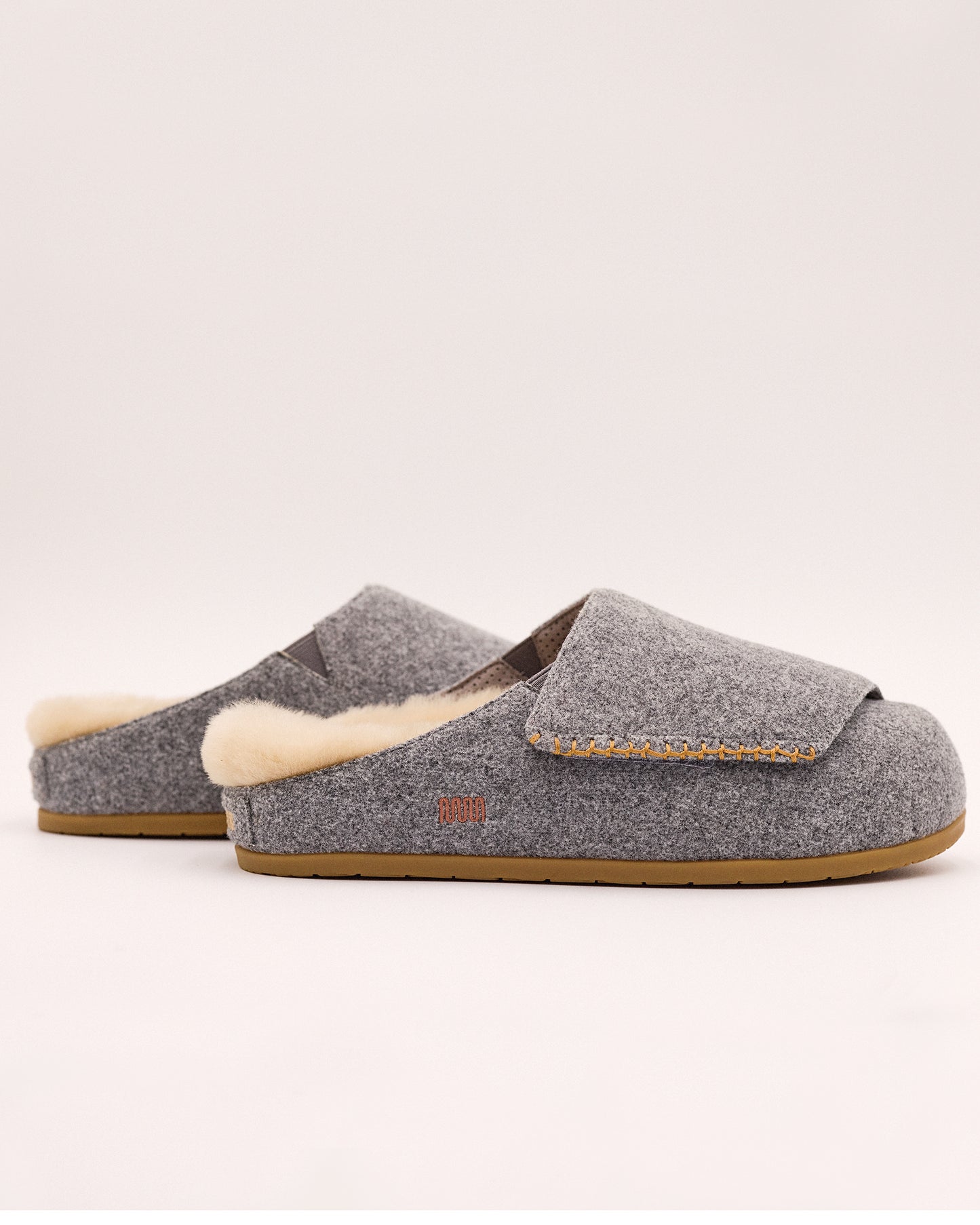 The Ollie Mule - Grey Wool with Shearling