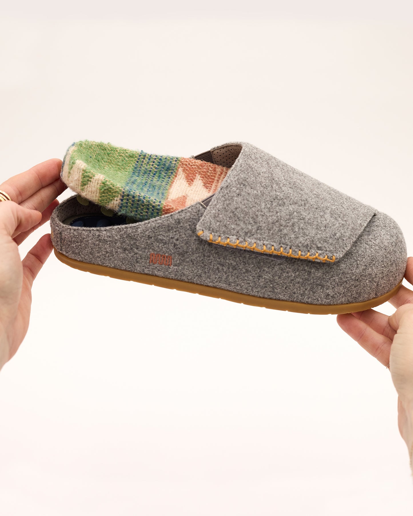 The Ollie Mule - Grey Wool with Shearling