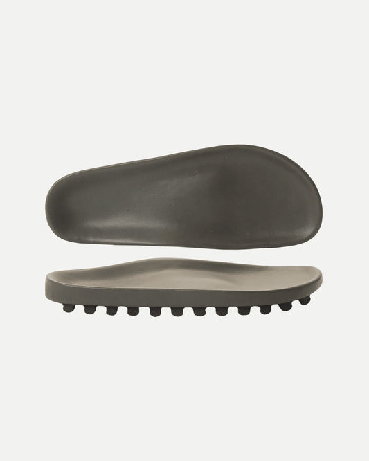 Black vegan leather footbed