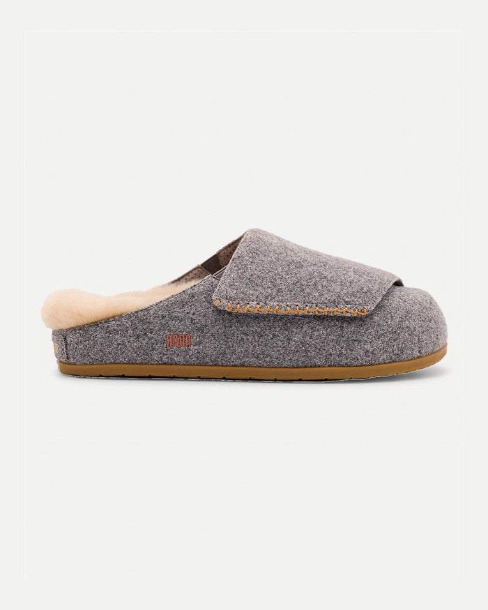 The Ollie Mule - Grey Wool with Shearling