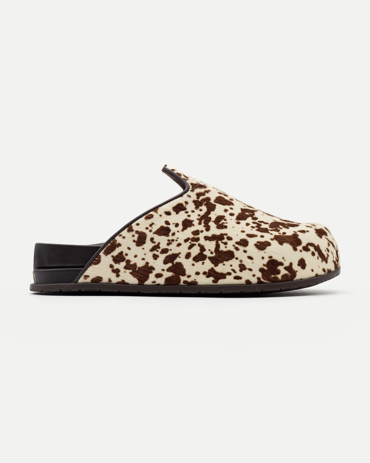 Commbi Pony Burro Printed cow-print clog, side profile