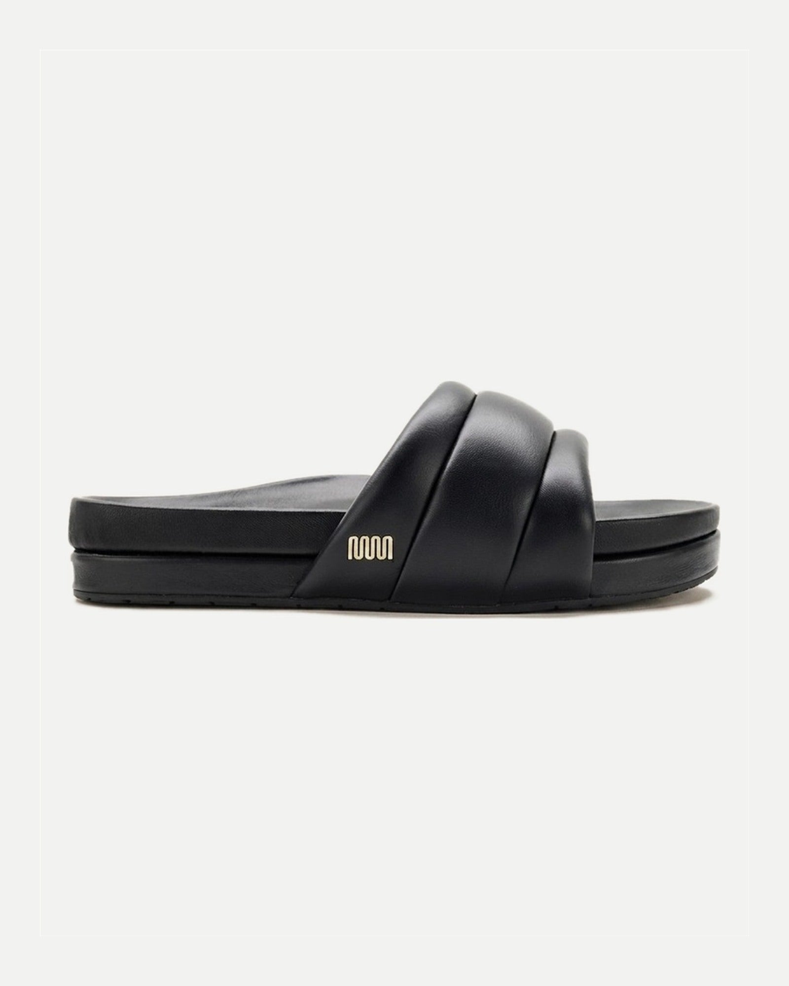 The Softie Slide - Midnight Black Napa Leather