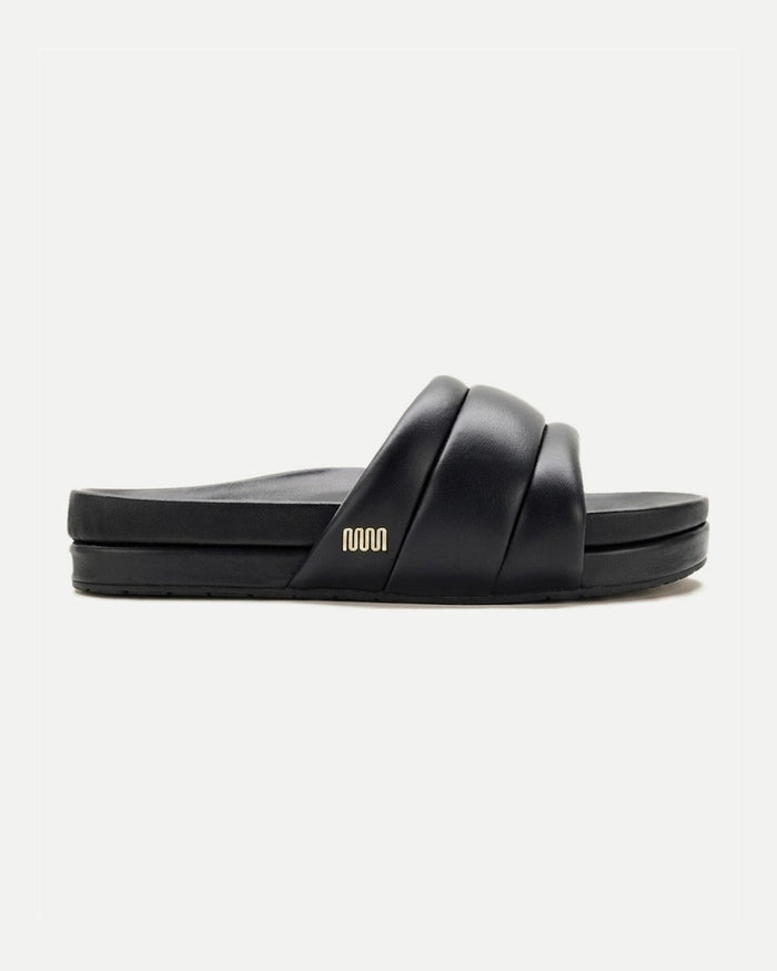 The Softie Slide - Midnight Black Napa Leather