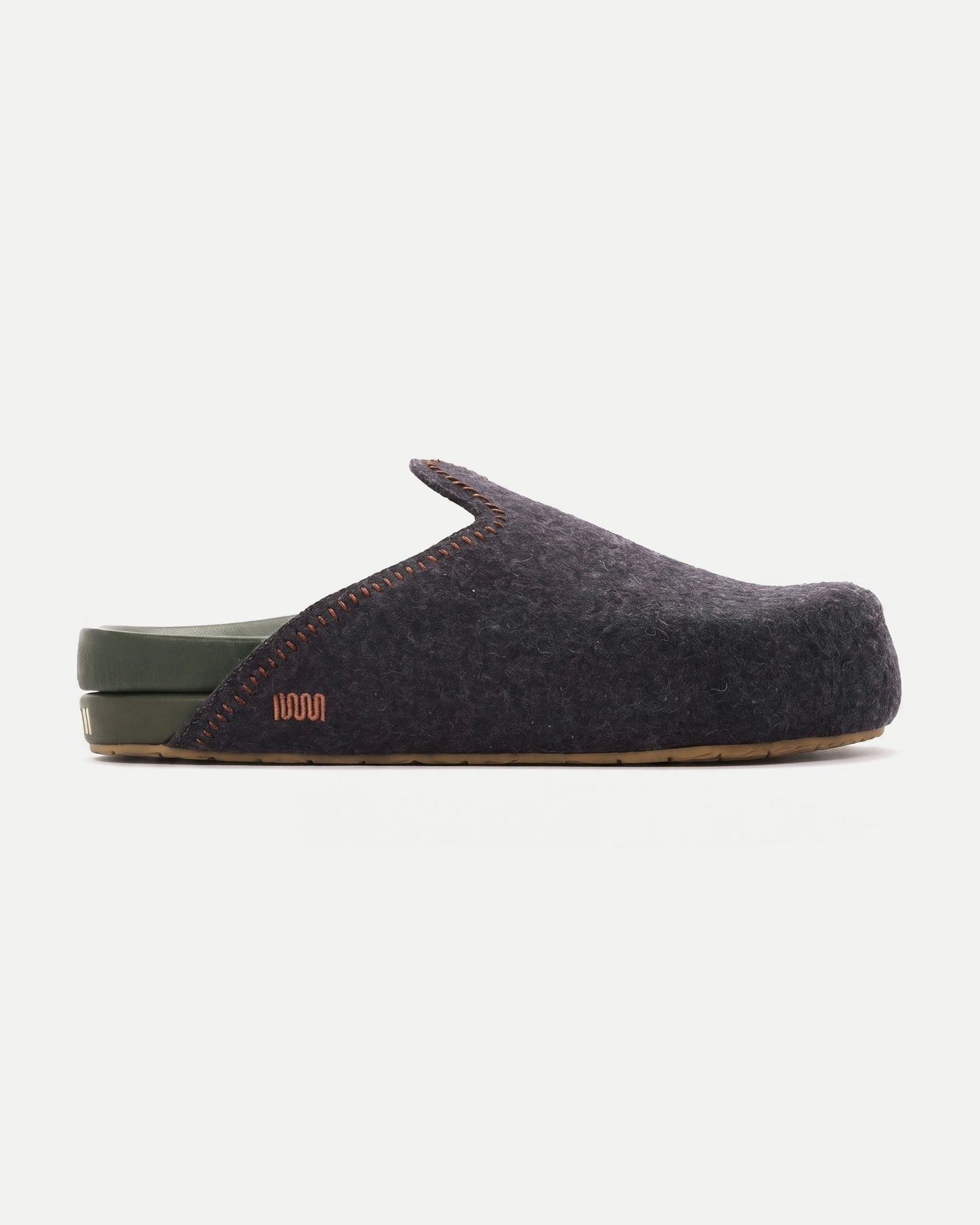 The Woolie Burro - Charcoal with Green Vegan Leather