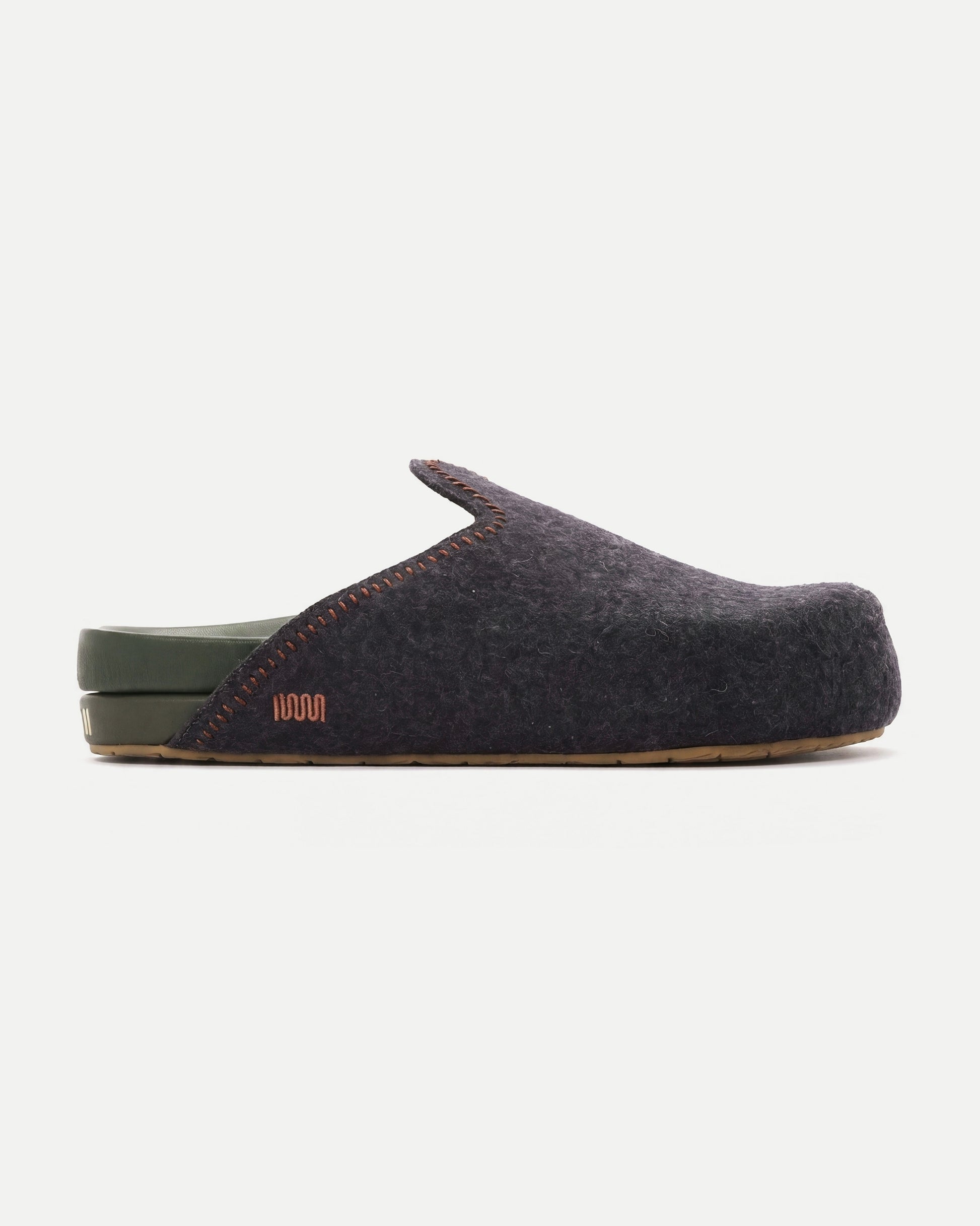 The Woolie Burro - Charcoal with Green Vegan Leather