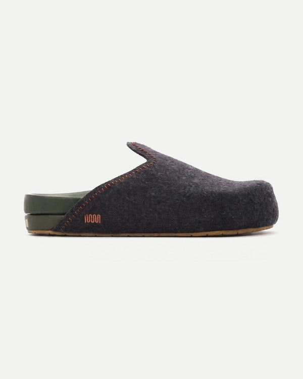 The Woolie Burro - Charcoal with Green Vegan Leather