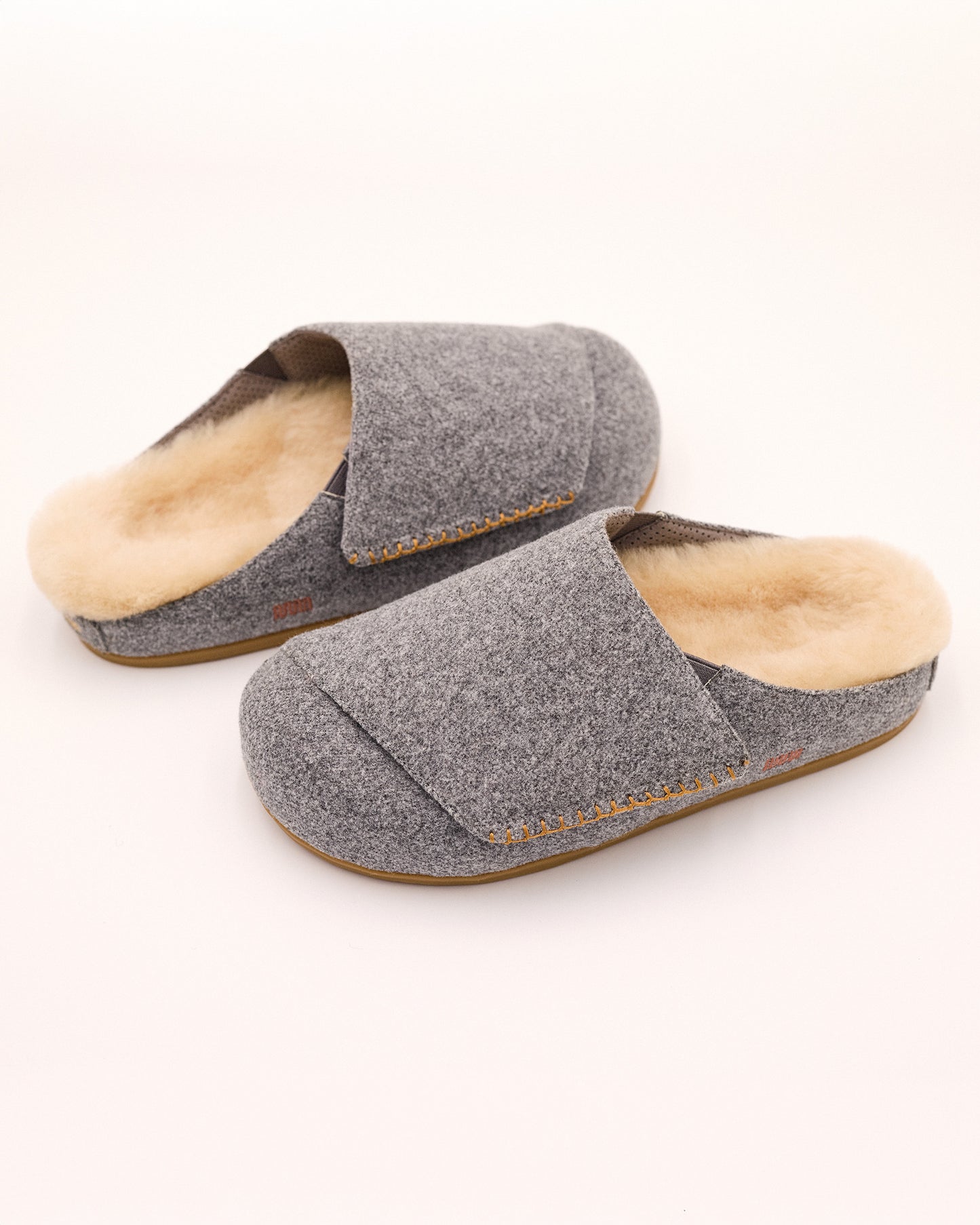 The Ollie Mule - Grey Wool with Shearling