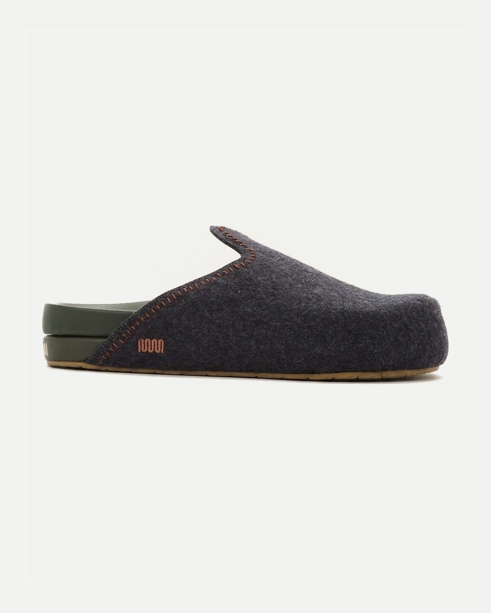 The Woolie Burro - Charcoal with Green Vegan Leather