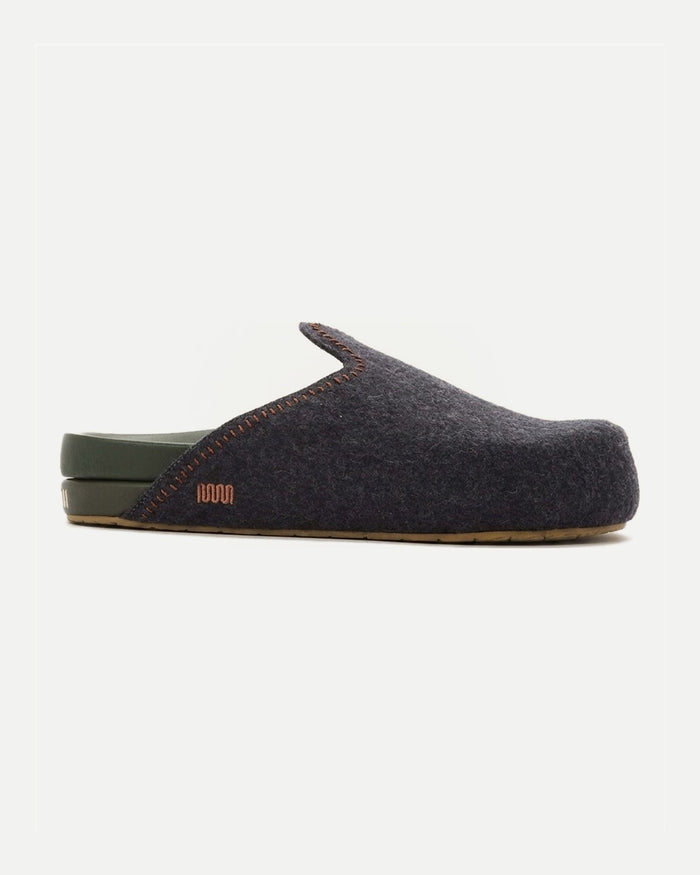 The Woolie Burro - Charcoal with Green Vegan Leather