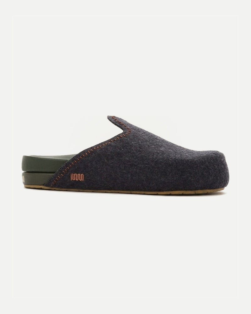 The Woolie Burro - Charcoal with Green Vegan Leather
